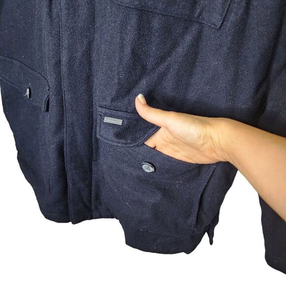 Vintage Chaps Ralph Lauren Heavy Wool Field Jacket Mens Size L Blue Navy - Picture 2 of 10